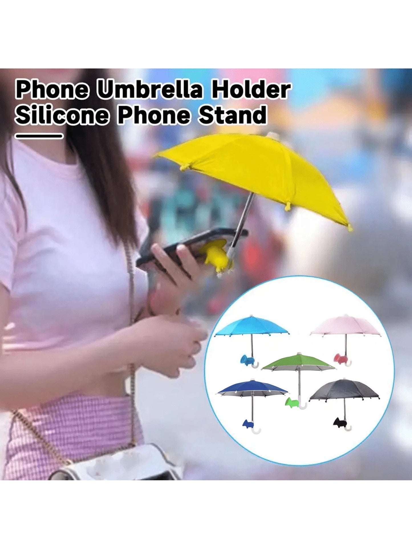 UV Protection Phone Umbrella For Sun,Universal Adjustable Piggy Suction Cup Phone Stand Umbrella